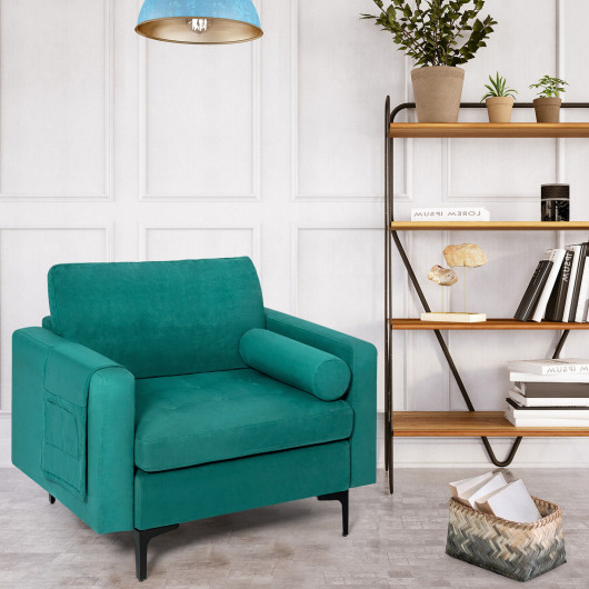 Peacock Blue Modular Accent Chair with Bolster and Storage Pocket 6 Peacock Blue Modular Accent Chair with Bolster and Storage Pocket - Image 6