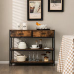 Industrial Console Table with Fabric Drawers and Open Shelves 9 Industrial Console Table with Fabric Drawers and Open Shelves