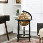 Vintage Globe Bar Cart with Nautical Chart and Rolling Wheels 8 Vintage Globe Bar Cart with Nautical Chart and Rolling Wheels