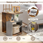 3 Tier End Table with Open Storage Shelf for Living Room