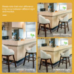 Swivel Bar Stools with Tufted Back and Rubber Wood Legs (Set of 2)