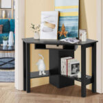 Space-Saving Wooden Corner Desk with Drawer and Storage Shelves 22 Space-Saving Wooden Corner Desk with Drawer and Storage Shelves