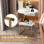 Compact 2 Tier White Faux Marble Side Table with Gold Frame
