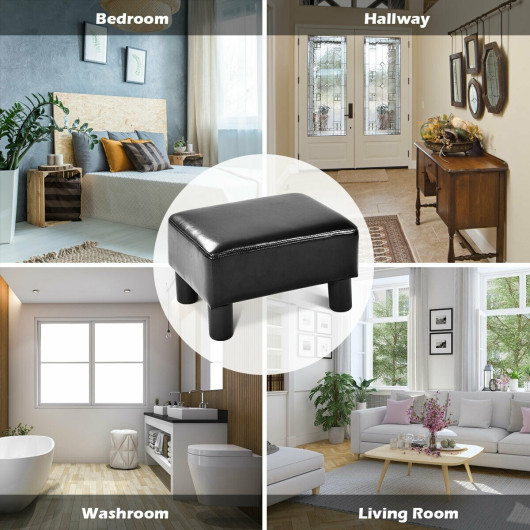 PU Leather Rectangular Ottoman Footstool with Sturdy Wood Frame 2 PU Leather Rectangular Ottoman Footstool with Sturdy Wood Frame - Image 2