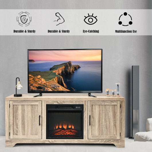 65 Inch Wooden TV Stand with Adjustable Shelves and Doors 2 65 Inch Wooden TV Stand with Adjustable Shelves and Doors - Image 2