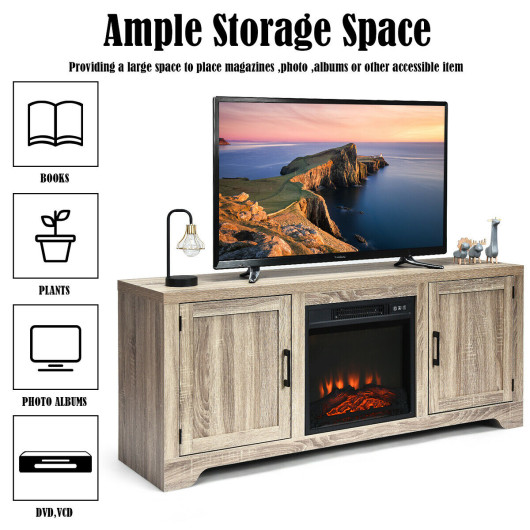 65 Inch Wooden TV Stand with Adjustable Shelves and Doors 5 65 Inch Wooden TV Stand with Adjustable Shelves and Doors - Image 5