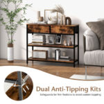 Industrial Console Table with Fabric Drawers and Open Shelves 13 Industrial Console Table with Fabric Drawers and Open Shelves