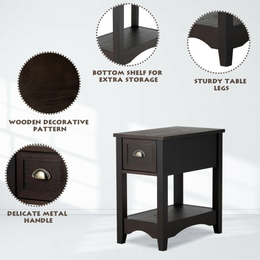 Compact Retro Side Table with Drawer and Bottom Shelf 5 Compact Retro Side Table with Drawer and Bottom Shelf - Image 5