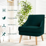 Mid Century Velvet Accent Chair with Rubber Wood Legs 13 Mid Century Velvet Accent Chair with Rubber Wood Legs