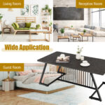 Modern Black Coffee Table with Faux Marble Top and Steel Base 9 Modern Black Coffee Table with Faux Marble Top and Steel Base