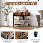 Industrial Console Table with Fabric Drawers and Open Shelves 14 Industrial Console Table with Fabric Drawers and Open Shelves