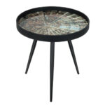 Modern Rustic Round End Table with Tray Top Black 10 Modern Rustic Round End Table with Tray Top Black