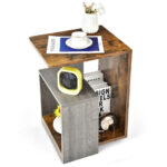 3 Tier End Table with Open Storage Shelf for Living Room