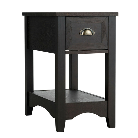 Compact Retro Side Table with Drawer and Bottom Shelf 3 Compact Retro Side Table with Drawer and Bottom Shelf - Image 3