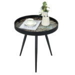 Modern Rustic Round End Table with Tray Top Black 11 Modern Rustic Round End Table with Tray Top Black