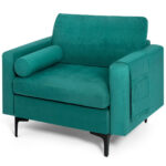 Peacock Blue Modular Accent Chair with Bolster and Storage Pocket 14 Peacock Blue Modular Accent Chair with Bolster and Storage Pocket