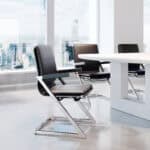 Ergonomic Faux Leather Conference Chairs with Chrome Frame (Set of 2)