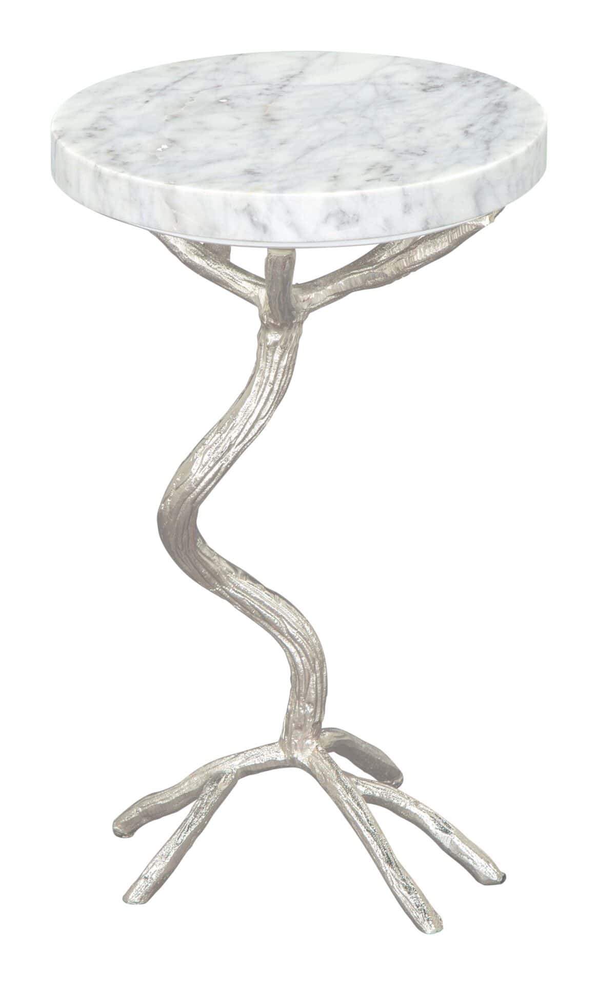 Modern White Marble Top Side Table with Silver Cast Frame 2 Modern White Marble Top Side Table with Silver Cast Frame - Image 2