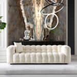 Cream Boucle Tufted Chesterfield Sofa with Removable Legs