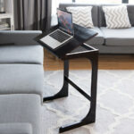 Adjustable C Shape End Table with Tilting Top Brown 8 Adjustable C Shape End Table with Tilting Top Brown