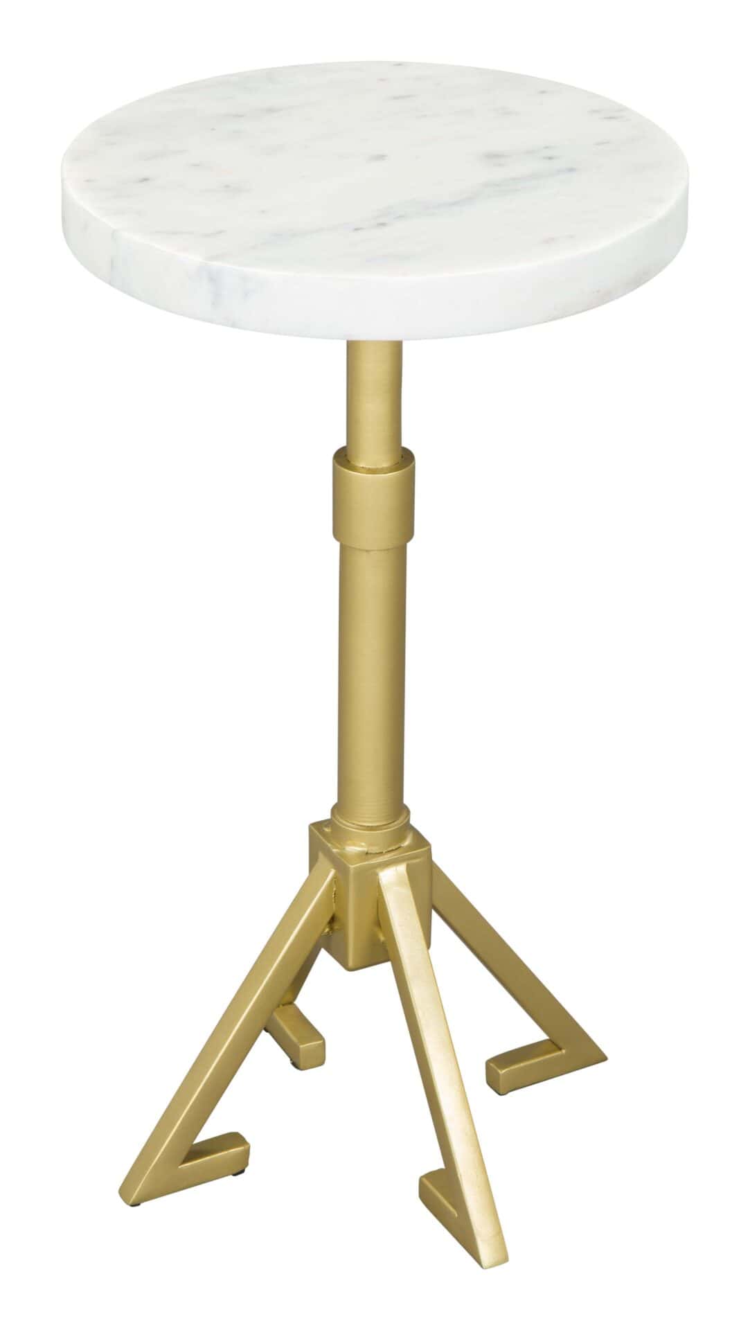 White and Gold Modern Glam Side Table with Marble Top 3 White and Gold Modern Glam Side Table with Marble Top - Image 3