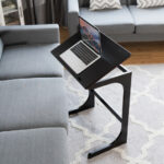 Adjustable C Shape End Table with Tilting Top Brown 13 Adjustable C Shape End Table with Tilting Top Brown
