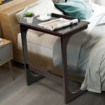 Adjustable C Shape End Table with Tilting Top Brown 14 Adjustable C Shape End Table with Tilting Top Brown
