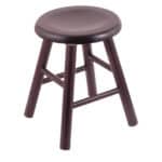 Saddle Dish 18-Inch Backless Swivel Vanity Stool with Dark Cherry Finish, Smooth Maple Leg, and Saddle Dish Seat