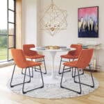 Sculpted Burnt Orange Dining Chair with Metal Base (Set of 2)