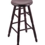 Saddle Dish 24-Inch Backless Swivel Counter Stool with Dark Cherry Finish, Turned Maple Leg, and Saddle Dish Seat