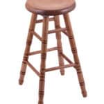 Saddle Dish 24-Inch Backless Swivel Counter Stool with Medium Finish, Turned Maple Leg, and Saddle Dish Seat