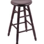 Saddle Dish 30-Inch Backless Swivel Bar Stool with Dark Cherry Finish, Turned Oak Leg, and Saddle Dish Seat