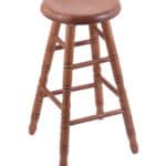 Saddle Dish 30-Inch Backless Swivel Bar Stool with Medium Finish, Turned Oak Leg, and Saddle Dish Seat