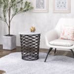 Round Marble Top Side Table with Steel Frame and Rubber Feet 10 Round Marble Top Side Table with Steel Frame and Rubber Feet