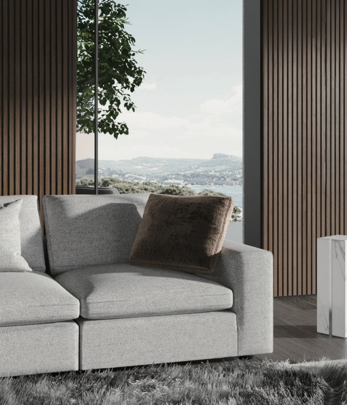 nimbus monochrome tweed 5-piece sectional