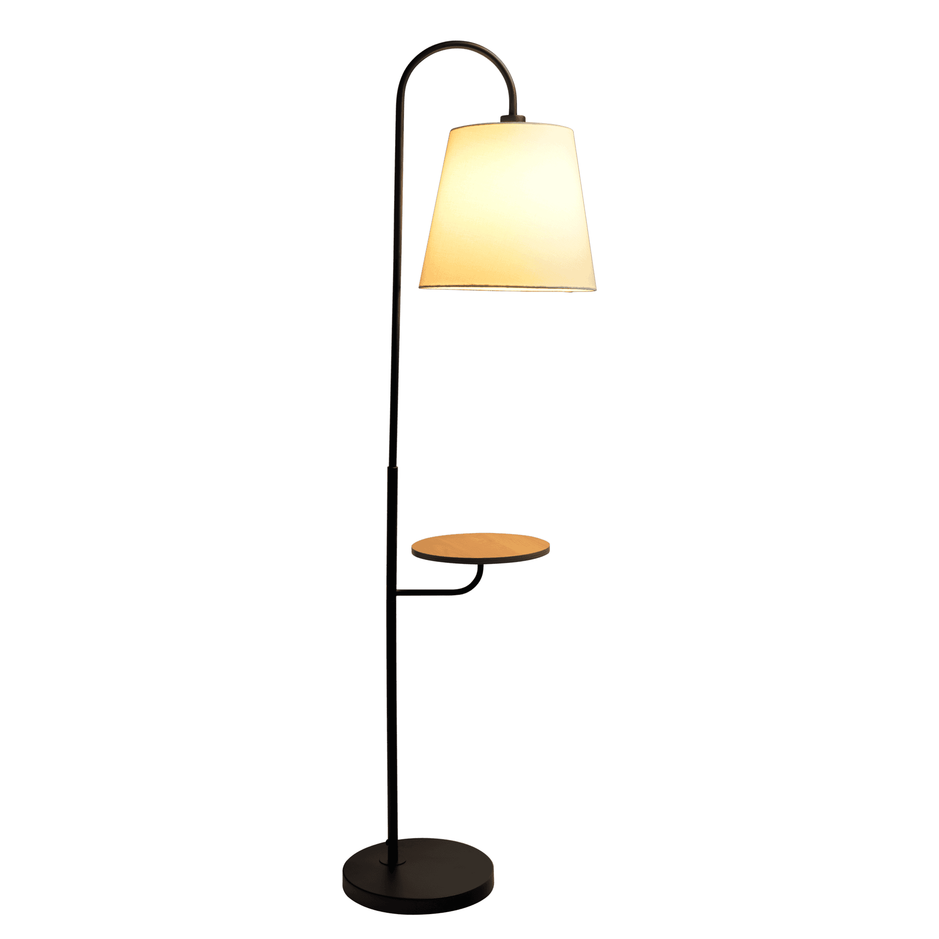 Black Painted Metal Floor Lamp with Rotary Switch and Table 2 Black Painted Metal Floor Lamp with Rotary Switch and Table - Image 2