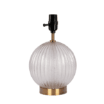 Brass Metal and Glass Table Lamp with Linen Shade