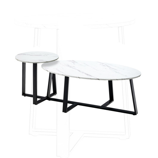 Faux Marble Nesting Coffee Table Set with Black Legs (Set of 2) - Image 3