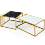 Modern Stackable Faux Marble and Metal Side Tables (Set of 2) 10 Modern Stackable Faux Marble and Metal Side Tables (Set of 2)