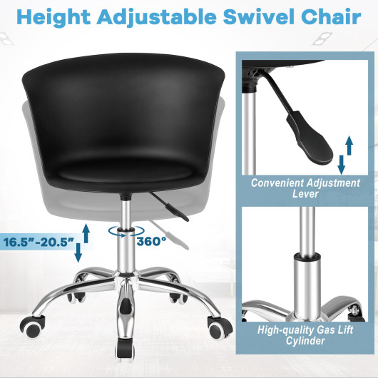 Ergonomic PU Leather Office Chair with Adjustable Height and Wheels (Set of 2) - Image 2