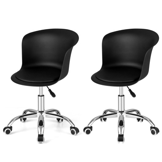 Ergonomic PU Leather Office Chair with Adjustable Height and Wheels (Set of 2) - Image 3