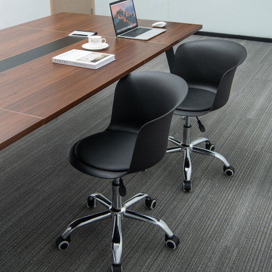 Ergonomic PU Leather Office Chair with Adjustable Height and Wheels (Set of 2) - Image 6