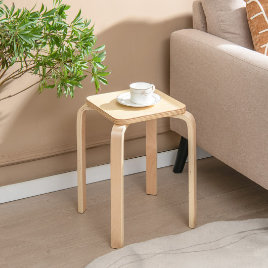 Colorful Stackable Wooden Stools with Non-Slip Pads (Set of 4)