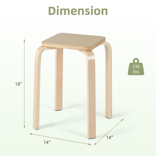 Colorful Stackable Wooden Stools with Non-Slip Pads (Set of 4) - Image 5