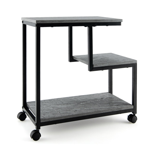 3-Tier Black Side Table with Storage and Casters for Living Room 3 3-Tier Black Side Table with Storage and Casters for Living Room - Image 3
