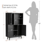 Modern Storage Cabinet with Doors Shelves and Rubberwood Legs
