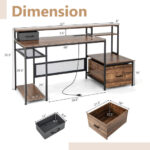Rustic Brown 67 Inch Desk with Monitor Stand and Drawer 12 Rustic Brown 67 Inch Desk with Monitor Stand and Drawer
