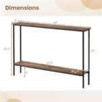 Slim 44 Inch Console Table with Shelf and Stability Features