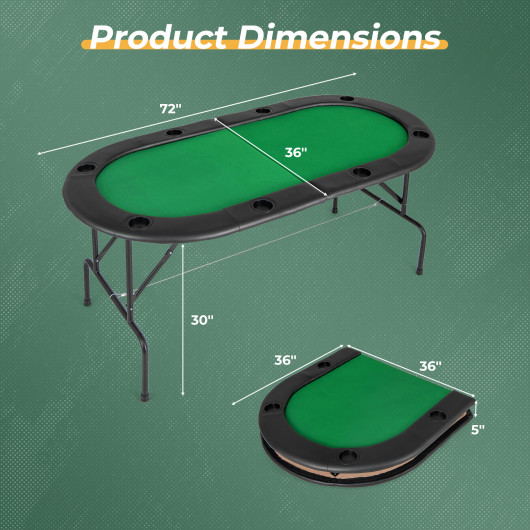8 Player Foldable Poker Table with Cup Holders and Armrests 5 8 Player Foldable Poker Table with Cup Holders and Armrests - Image 5