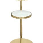 White and Gold Marble Side Table with Steel Frame